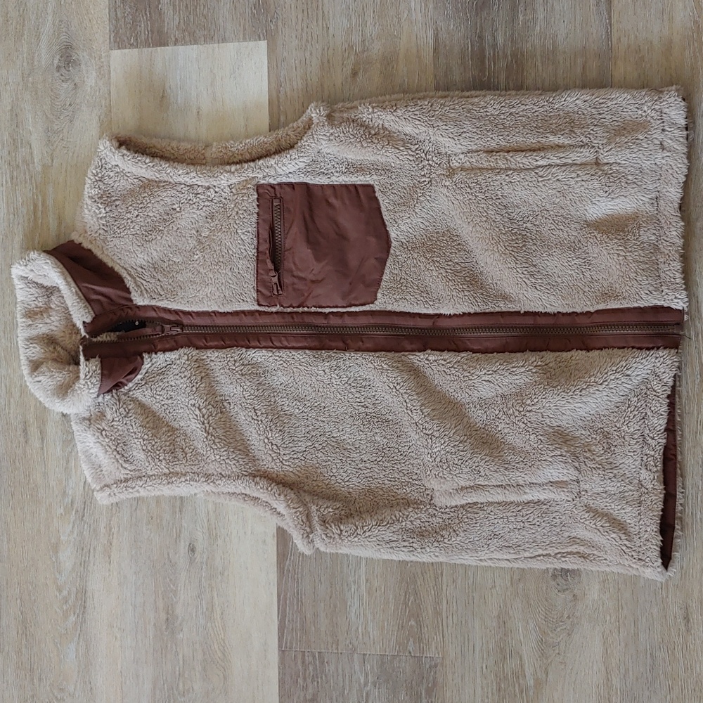 NWT Original Use Men's Lightweight Fleece Vest Full Zip Jacket Tan/Brown Size XS